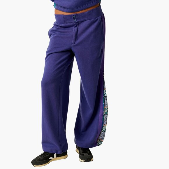 NWT size LARGE Free People Women's Blue Fp Movement Kickoff Cotton Terry Pants - Picture 1 of 6
